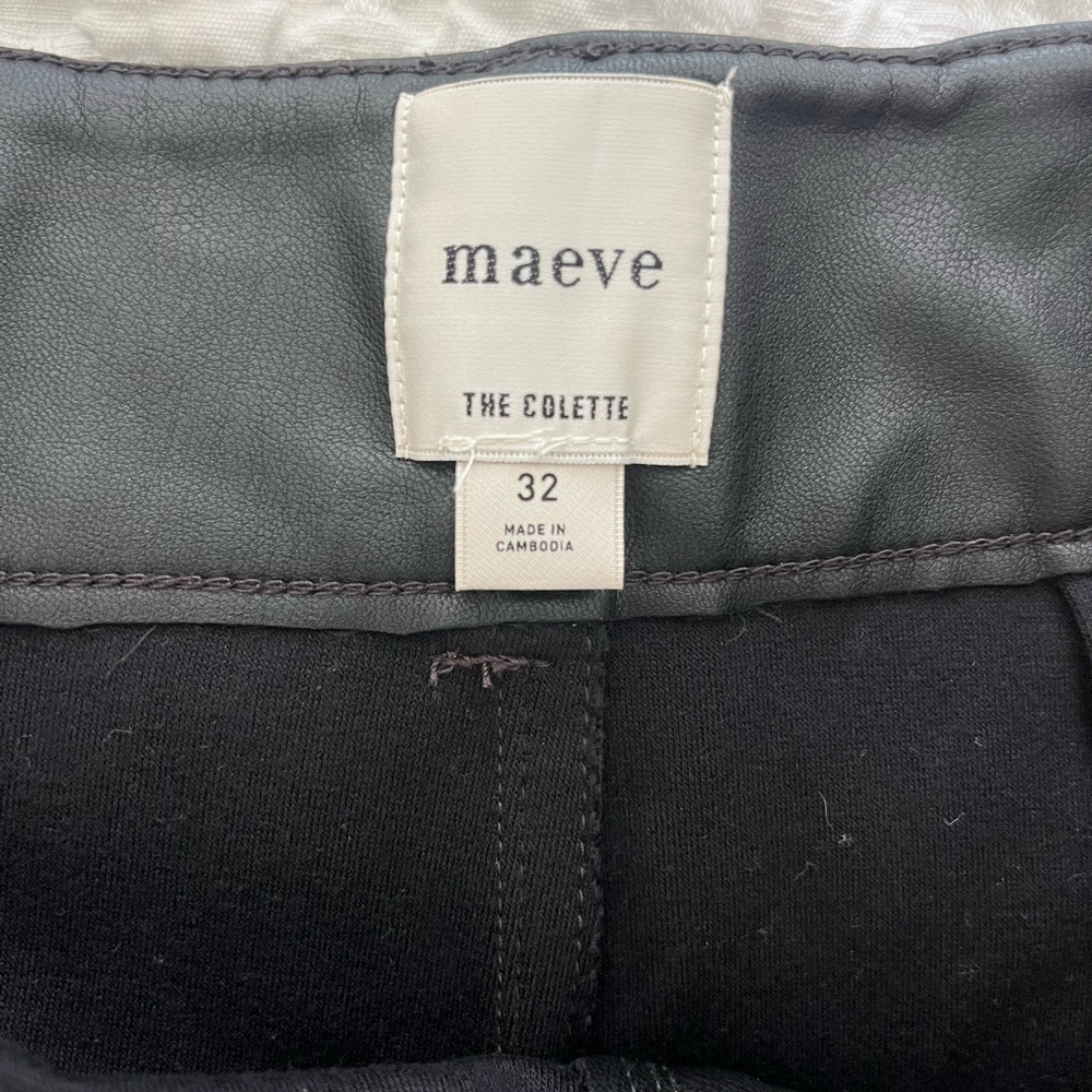 Maeve Anthropologie Colette Black Cropped Faux Leather Wide Leg Pants Sz 32 - Picture 6 of 11